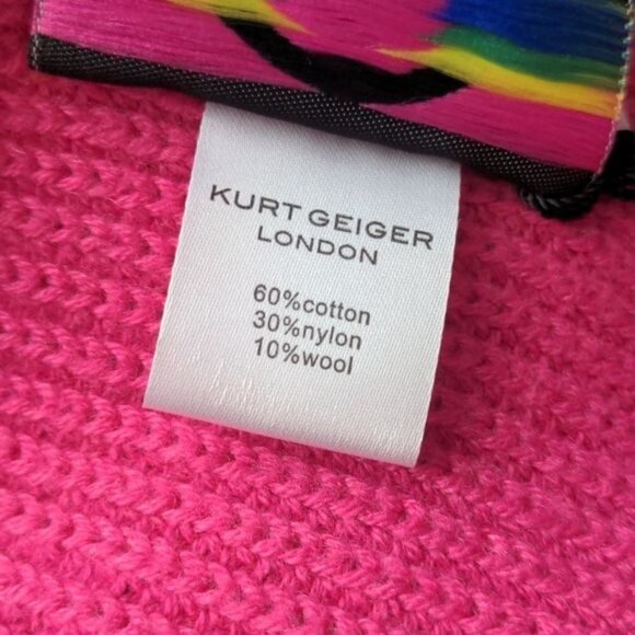 Kurt Geiger London Pink Be Kind Foil Metallic Scarf - Picture 4 of 5